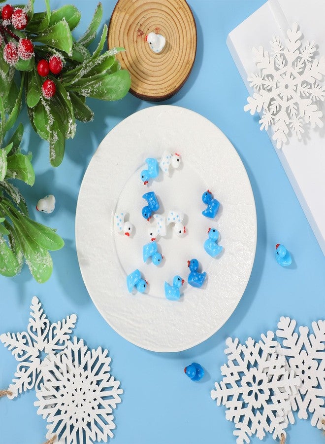 Sinbana 120pcs Winter Mini Snowflake Resin Ducks, Cute Small Tiny Winter Christmas Resin Miniatures for Fairy Garden Landscape Dollhouse Accessories & Party Favors - Image 3